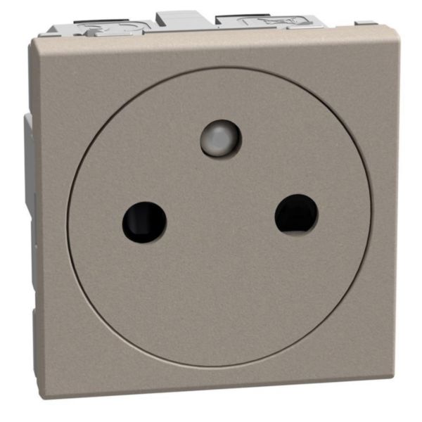 French standard socket 2 P+E 16 A 250 V - flat - 2 module - stone