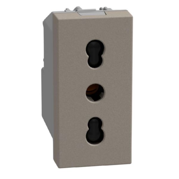 Italian standard P17/11 socket 2P+E 16 A 250 V - 1 module - stone