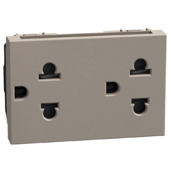 European/american standard socket 2 P+E 16 A 127/250 V - 3 modules - stone