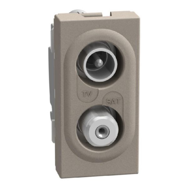 Direct demixed coaxial socket - type F SAT connector - 1 module - stone