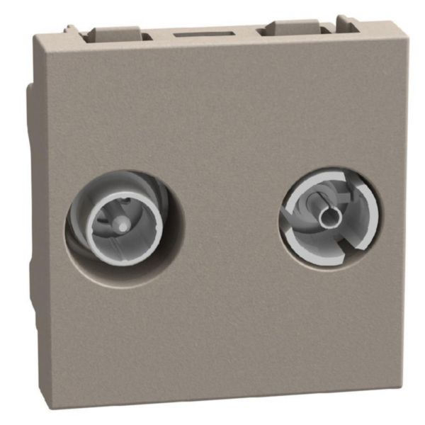 Terminal demixed TV-SAT sockets - attenuation 10 dB - 2 modules - stone
