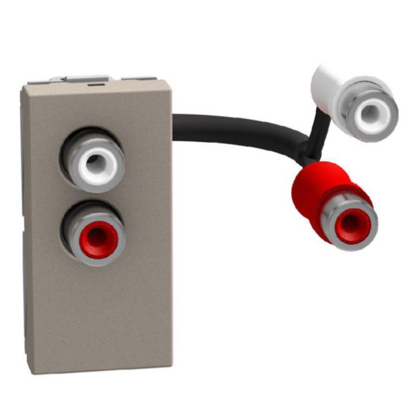 Double RCA connector - 1 module - stone