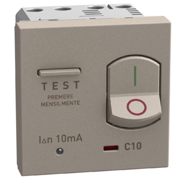 Thermal magnetic circuit breaker with earth leakage protection - 10A 230 Vac Idn 10mA - stone