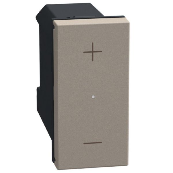 Universal pushbutton dimmer - with neutral, 3 wires - 1 module - stone