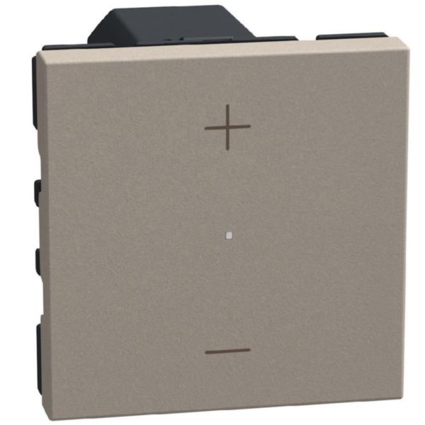 Universal pushbutton dimmer - with neutral, 3 wires - 2 modules - stone