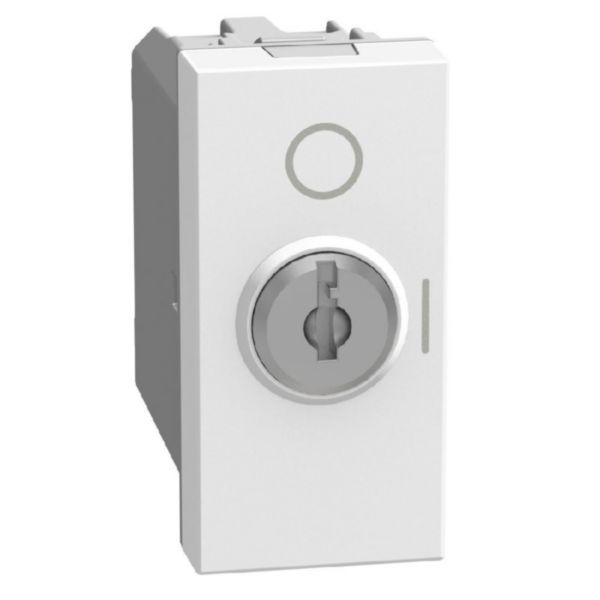 1-way switch 2P 10 AX - 250 V with key - 1 module - white