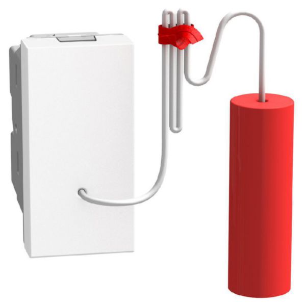 Cord pushbutton 1P NO/NC 10 A 250 V - cord length 1,8 m - 1 module - white