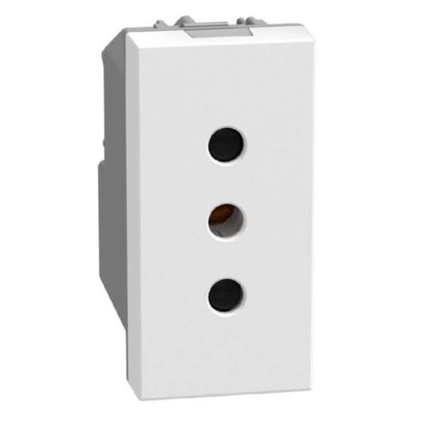 Italian standard P11 socket 2P+E 10 A 250 V - 1 module - white