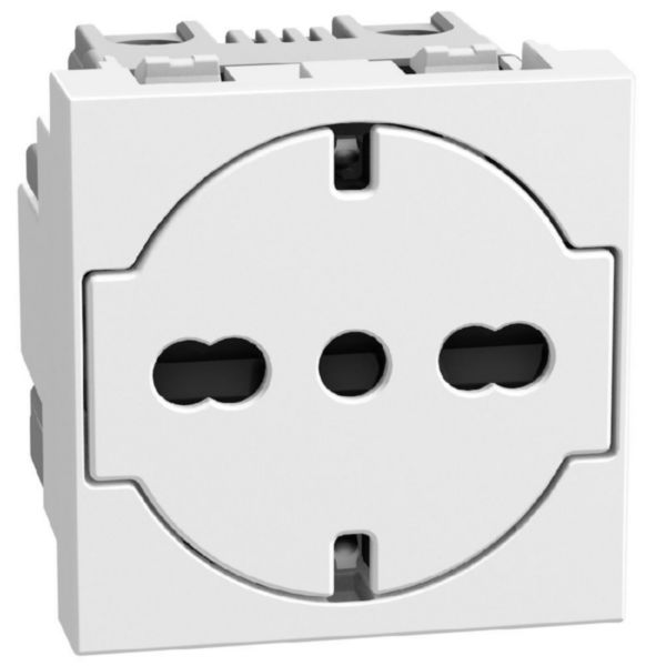 Italian standard P40 socket 2 P+E 16 A 250 V - 2 modules - white