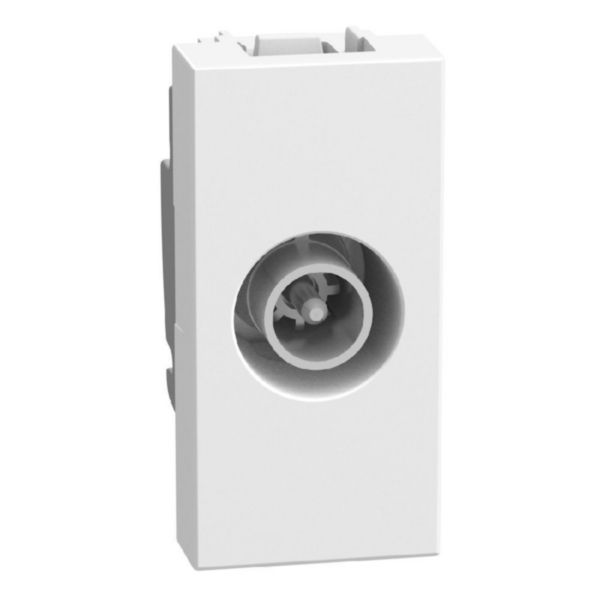 Passthrough coaxial socket - 1 module - white