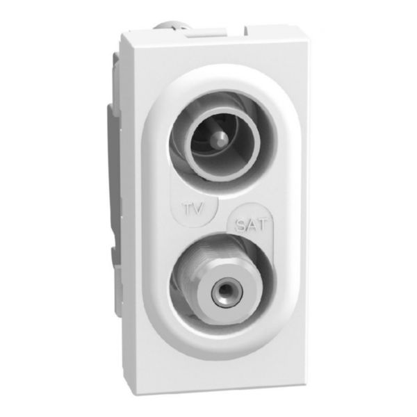 Direct demixed coaxial socket - type F SAT connector - 1 module - white