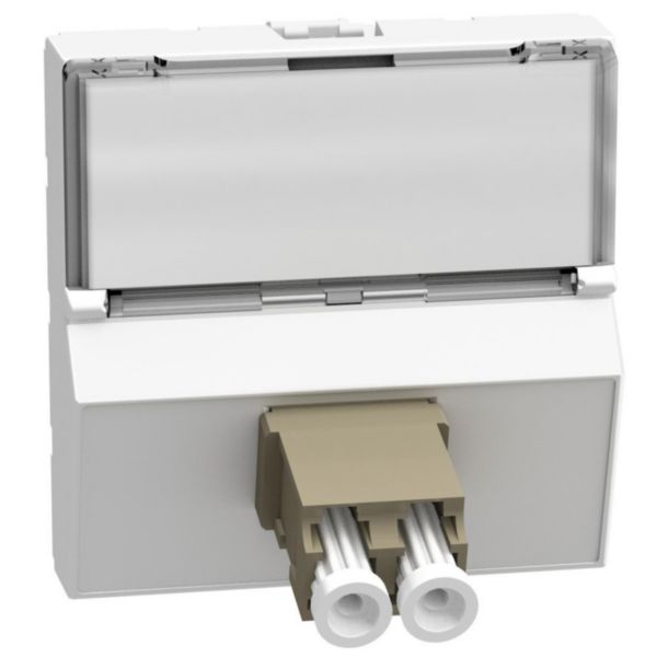 LC cable socket for optical fiber - 2 modules - white