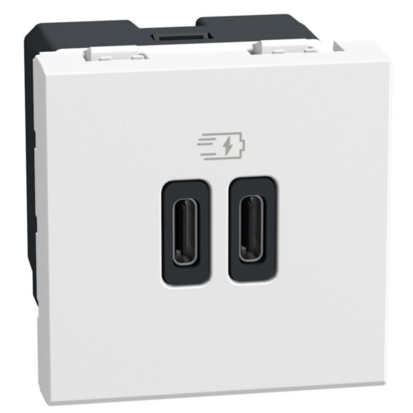 Double USB sockets - 2 x Type-C - 15 W - 2 module - white