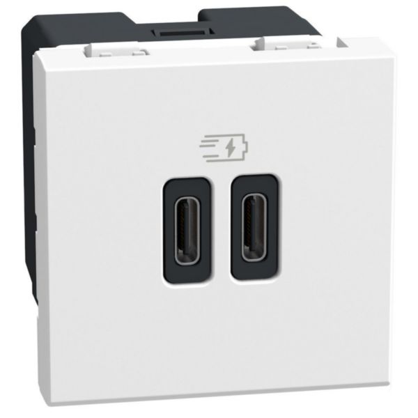Double USB socket - 2 x Type-C 30W - 2 modules - white