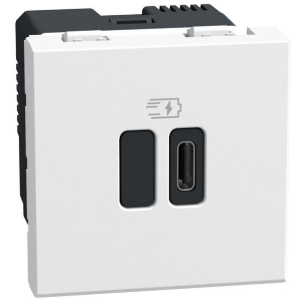 Single USB sockets - 1 x Type-C 45W - 1 module - white  