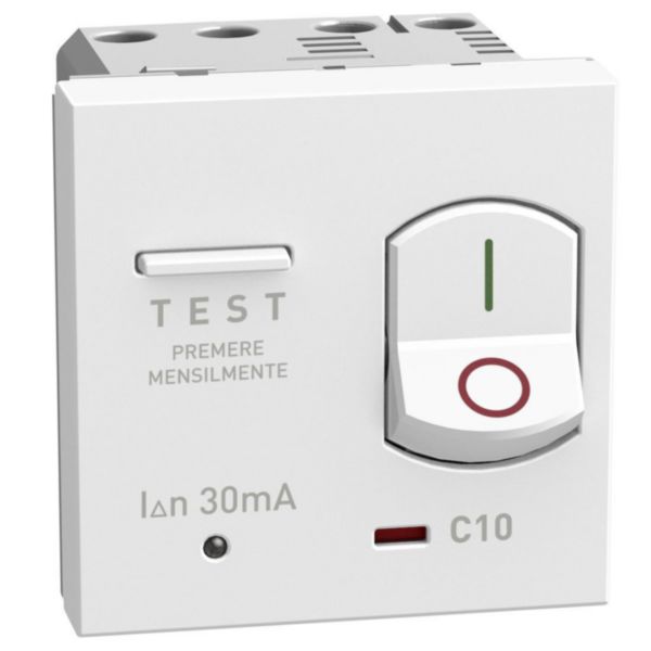 Thermal magnetic circuit breaker with earth leakage protection - 10A 230 Vac Idn 30mA - white