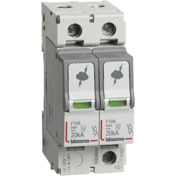 SPD - 2P - Type T2 - Imax=20kA - Up=1.2kV - Uc=320Vac - 2 modules