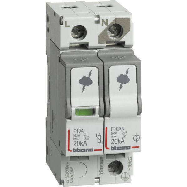 SPD - 1P+N - Type T2 - Imax=20kA - Up=1.2kV - Uc=320Vac - 2 modules