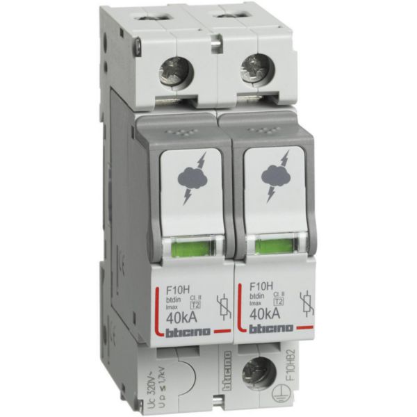 SPD - 2P - Type T2 - Imax=40kA - Up=1.7kV - Uc=320Vac - 2 modules