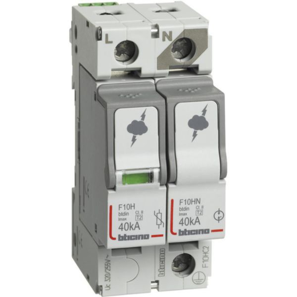 SPD - 1P+N - Type T2 - Imax=40kA - Up=1.7kV - Uc=320Vac - 2 modules