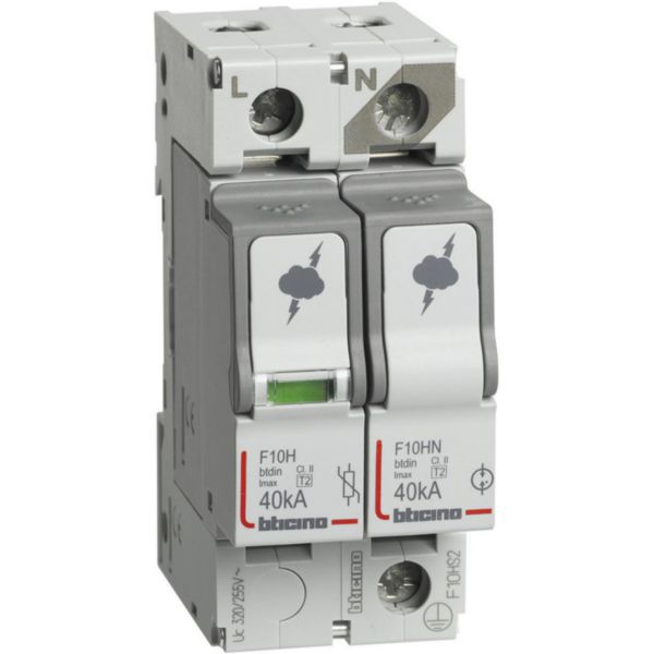 SPD - 1P+N - Type T2 - Imax=40kA - Up=1.7kV - Uc=320Vac - 2 modules