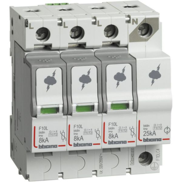 SPD 3P+N T1+T2 Imax=8KA - T2 Imax 60kA - with auxiliary contact