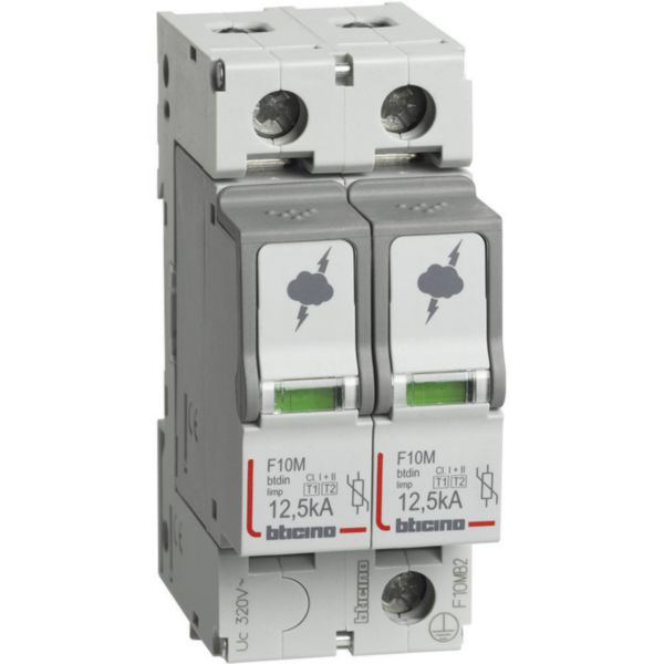 SPD - 2P - Type T1+T2 - Iimp=12.5kA - Up=1.5kV - Uc=320Vac - 2 modules