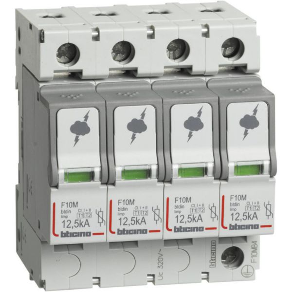 SPD - 4P - Type T1+T2 - Iimp=12.5kA - Up=1.5kV - Uc=320Vac - 4 modules