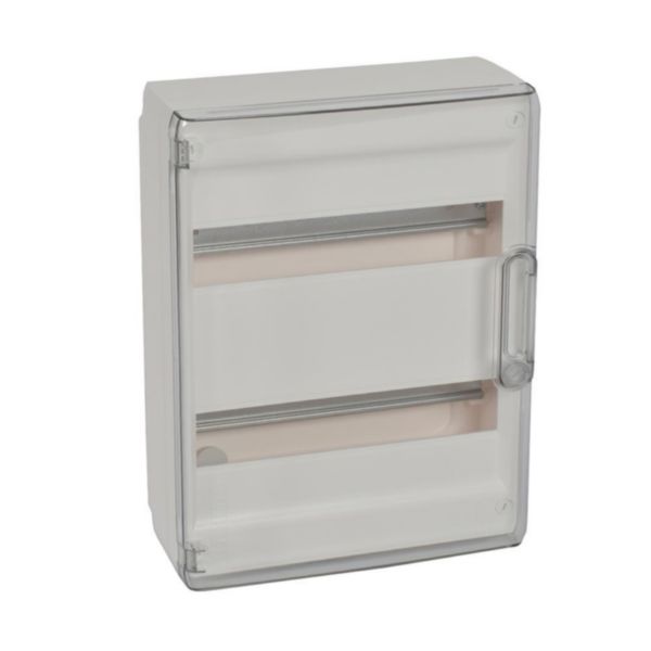 Wall mounted switchboard with box and transparent door, 24 modules