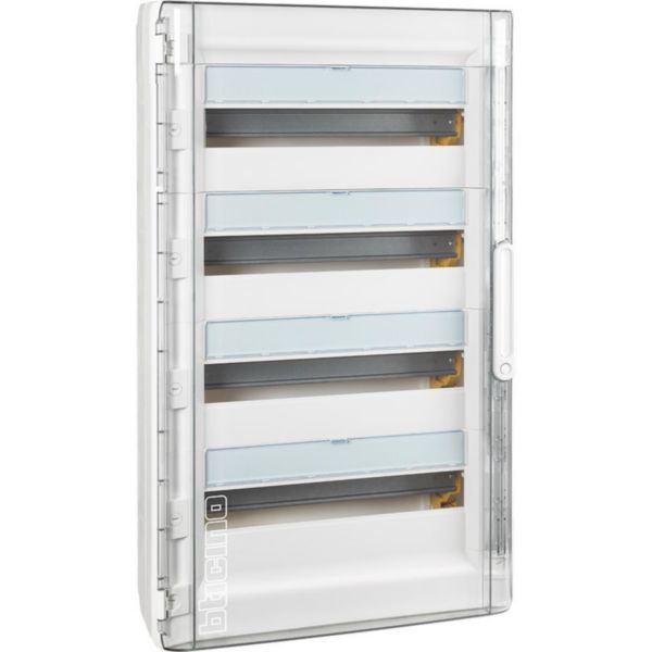 Wall mounted switchboard with box and transparent door, 72 modules