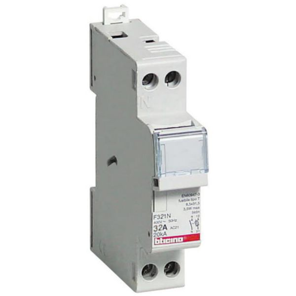 Fuse carrier 1P+N - 32A - 500V - fuses type F (10.3x38 mm) - 1 module