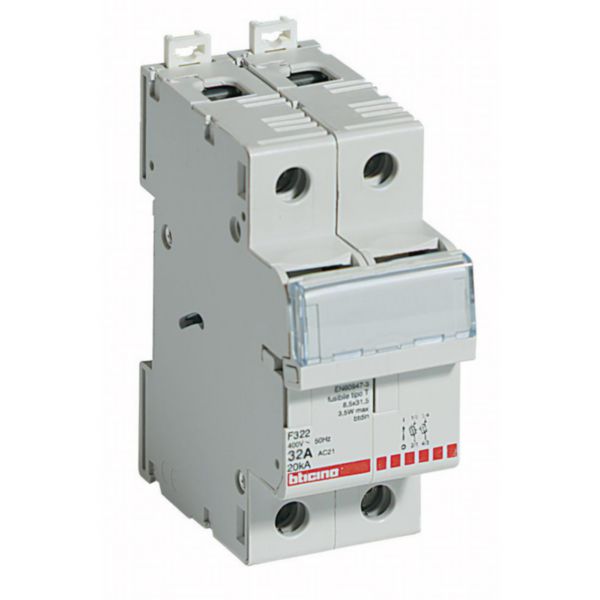 Fuse carrier 2P - 32A - 500V - fuses type F (10.3x38 mm) - 2 modules