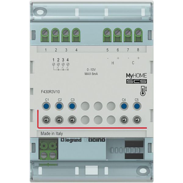 Actuator with 3 relays and 2 x 0-10 Volts outputs for fan coils with proportional 0-10 Volt valves .