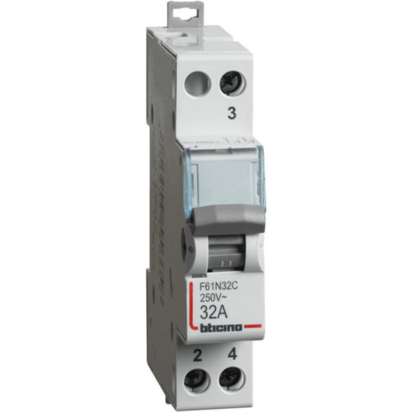 2-way switch with zero central 1NO - 32A - 230/400V - 1 module