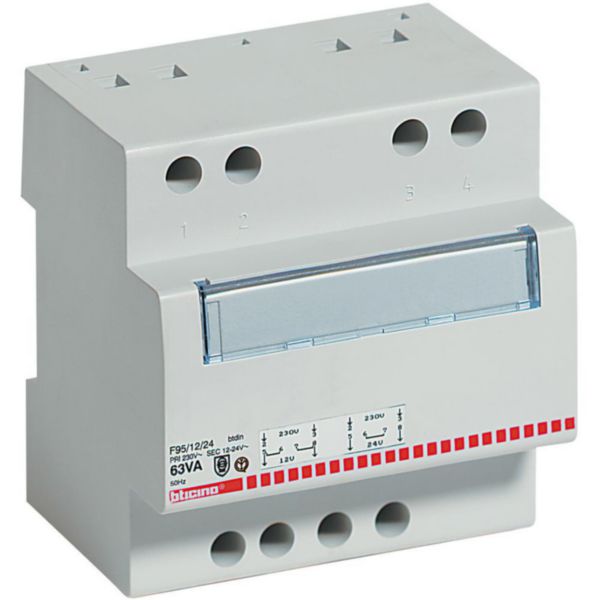 Single-phase safety transformer - voltage from 230Vac to 12/24Vac - 8VA - 3 modules