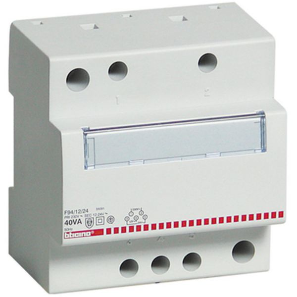 Single-phase safety transformer - voltage from 230Vac to 12/24Vac - 25VA - 4 modules