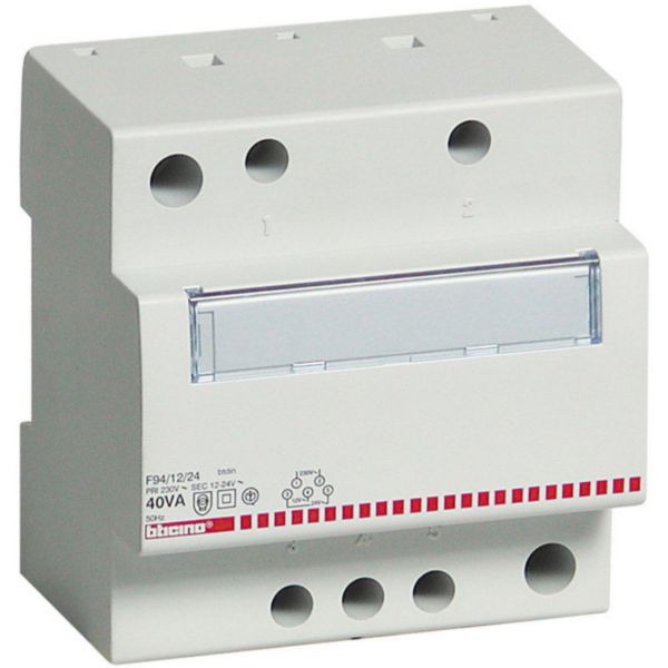 Single-phase safety transformer - voltage from 230Vac to 12/24Vac - 40VA - 5 moduli DIN