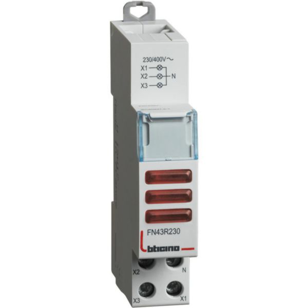 Pilot Light with 3 red LED 230-400Vac - 1 module