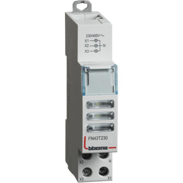 Pilot Light with 3 white LED 230-400Vac - 1 module
