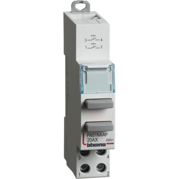 1NO+1NO double pushbutton - 20A - 250V - 1 module