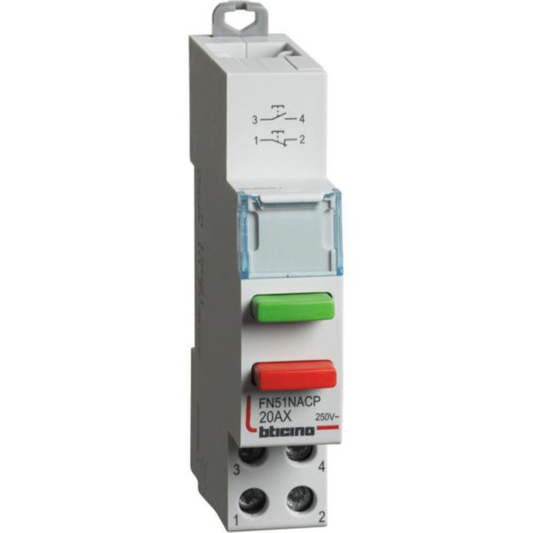 Pushbutton 1NO+1NC - 20A - 230V - 1 module