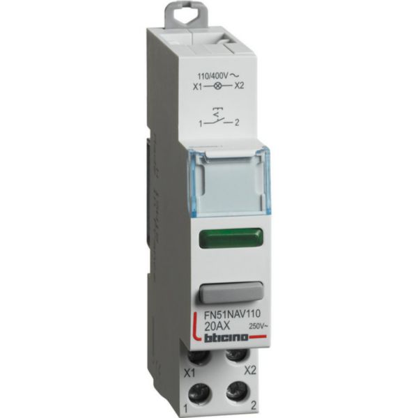Switch 1NO - 20A - 110-400V - 1 module with green LED