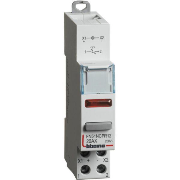 1NC pushbutton with red LED - 20A - 12/48V - 1 module