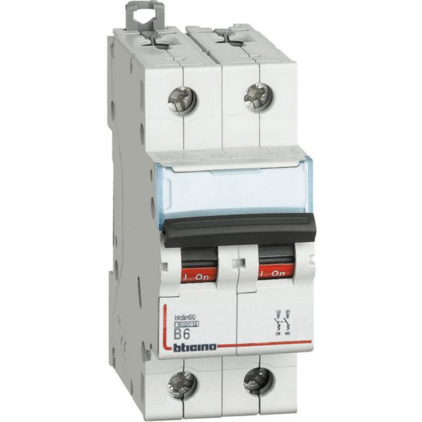 BTDIN60 - 2P Mcb curve B - In= 6A - Icn= 6kA - Vn= 400Vac