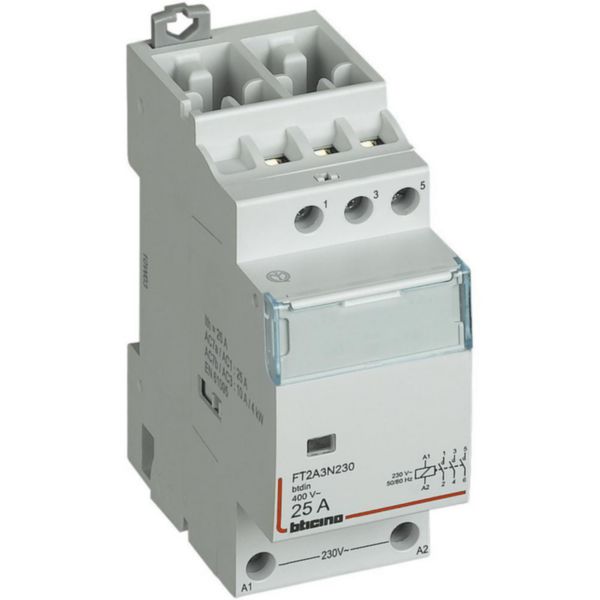 Contactor In=10/25A - Vn=230Vac - 3 NO - 2 modules