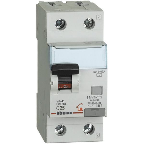 BTDIN RS - 1P+N Rcbo curve C - 4.5kA - Idn=0,03A type AC - 230V - In=25A