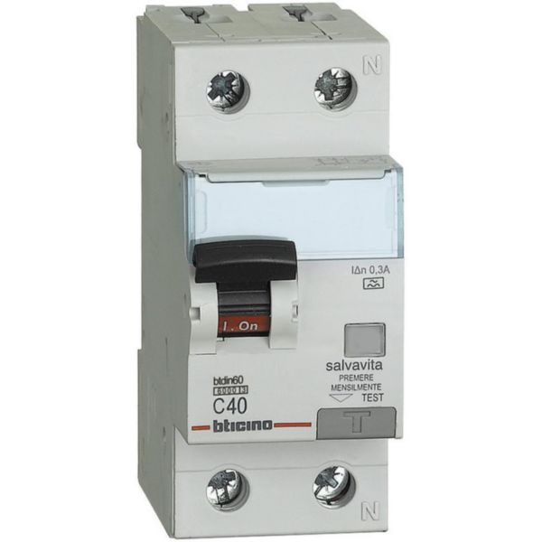 BTDIN60 - Rcbo 1P+N - type A - In= 40A - Icn= 6kA - Vn=230Vac - Idn= 300mA