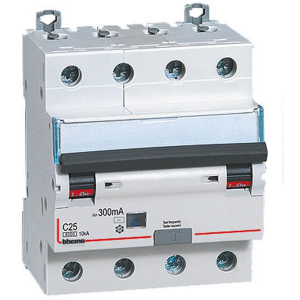BTDIN60 - Rcbo 4P - type AC - In= 25A - Icn= 6kA - Vn= 400Vac - Idn= 300mA