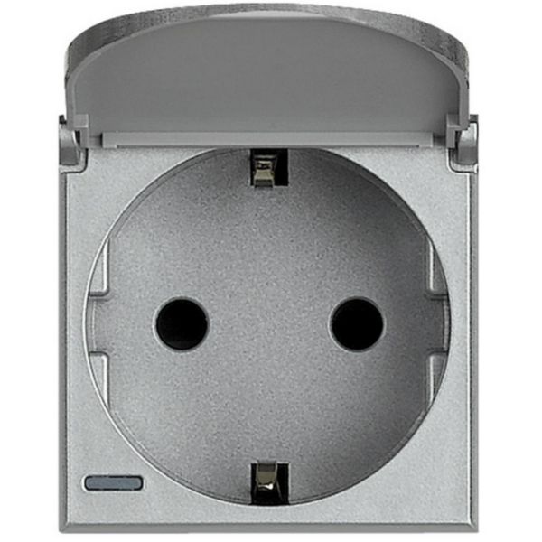 Socket 2P+T 16A 250 Vac with earth lateral contacts - german standard