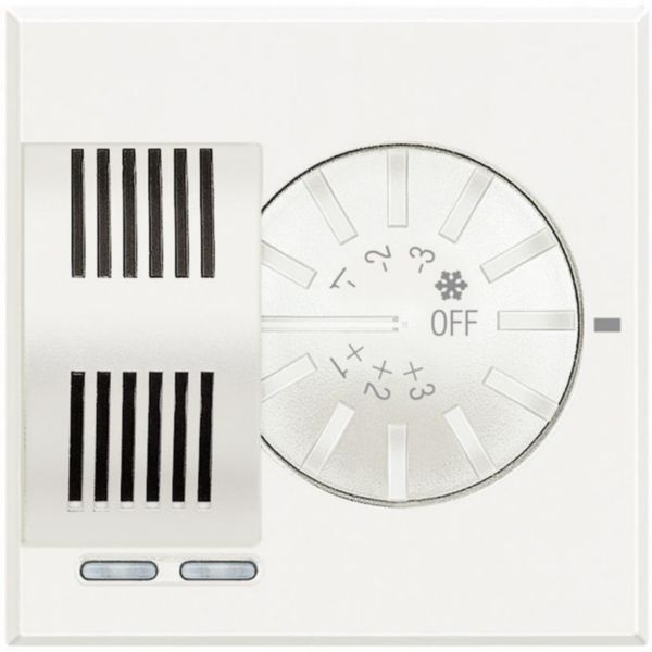 Room temperature control sensor for heating and cooling systems with knob for +/- 3 °C.